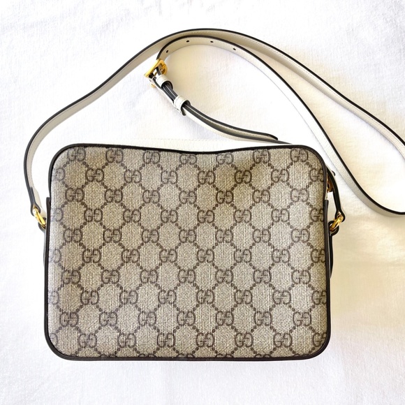 GUCCI HORSEBIT 1955 SMALL SHOULDER BAG - Beige & Ebony GG Supreme - Picture 10 of 13